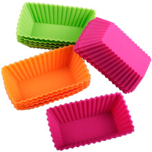 Webake Drepturi dreptunghiulare Jumbo Cupcake Cupa de 4,3 inci Silicon Cupa de copt reutilizabila Cupe de Muffin Nonstel Mini Loaf (pachet de 12)