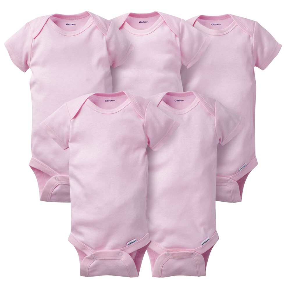 Gerber Baby 5-Pack Solid Onesies Bodysuits  Pink  0-3 Months
