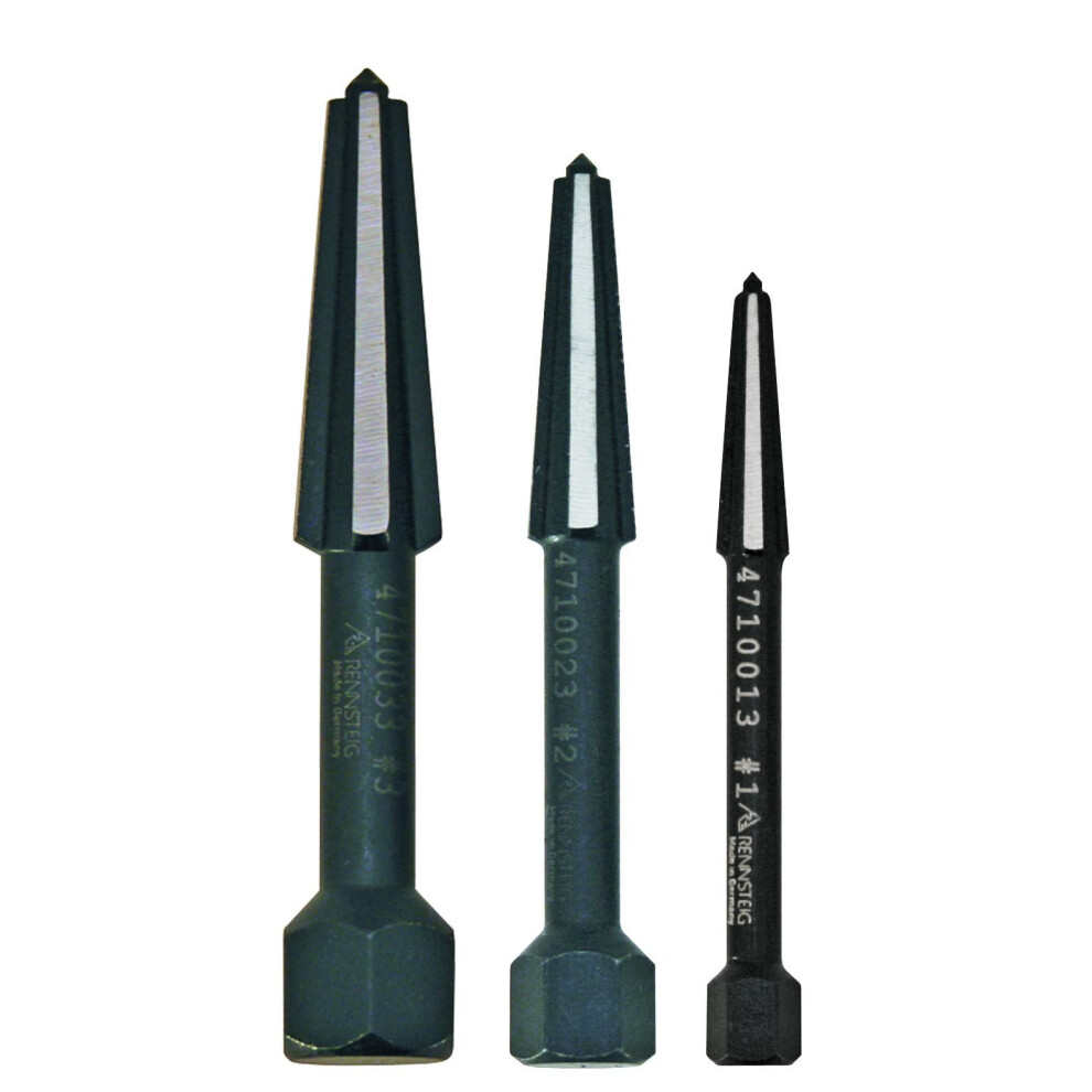 KNIPEX Rennsteig Screw Extractor Double Edged Set 3 Parts Size 13 In Plastic Tube 9R4719033
