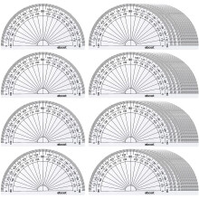 EBOOT 50 PCS Transferidores de pl   stico Math Pl   stico, 180 graus 4 polegadas (transparente)