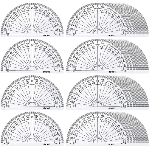 EBOOT 50 PCS Transferidores de pl   stico Math Pl   stico, 180 graus 4 polegadas (transparente)