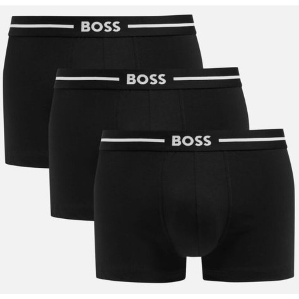 (L) Men's Boss 3 Pack Bold Stretch-Cotton Boxer Trunks