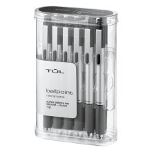 TUL BP3 Druckkugelschreiber, mittlere Spitze, 1,0 mm, silberner Schaft, schwarze Tinte, 12 St  ck