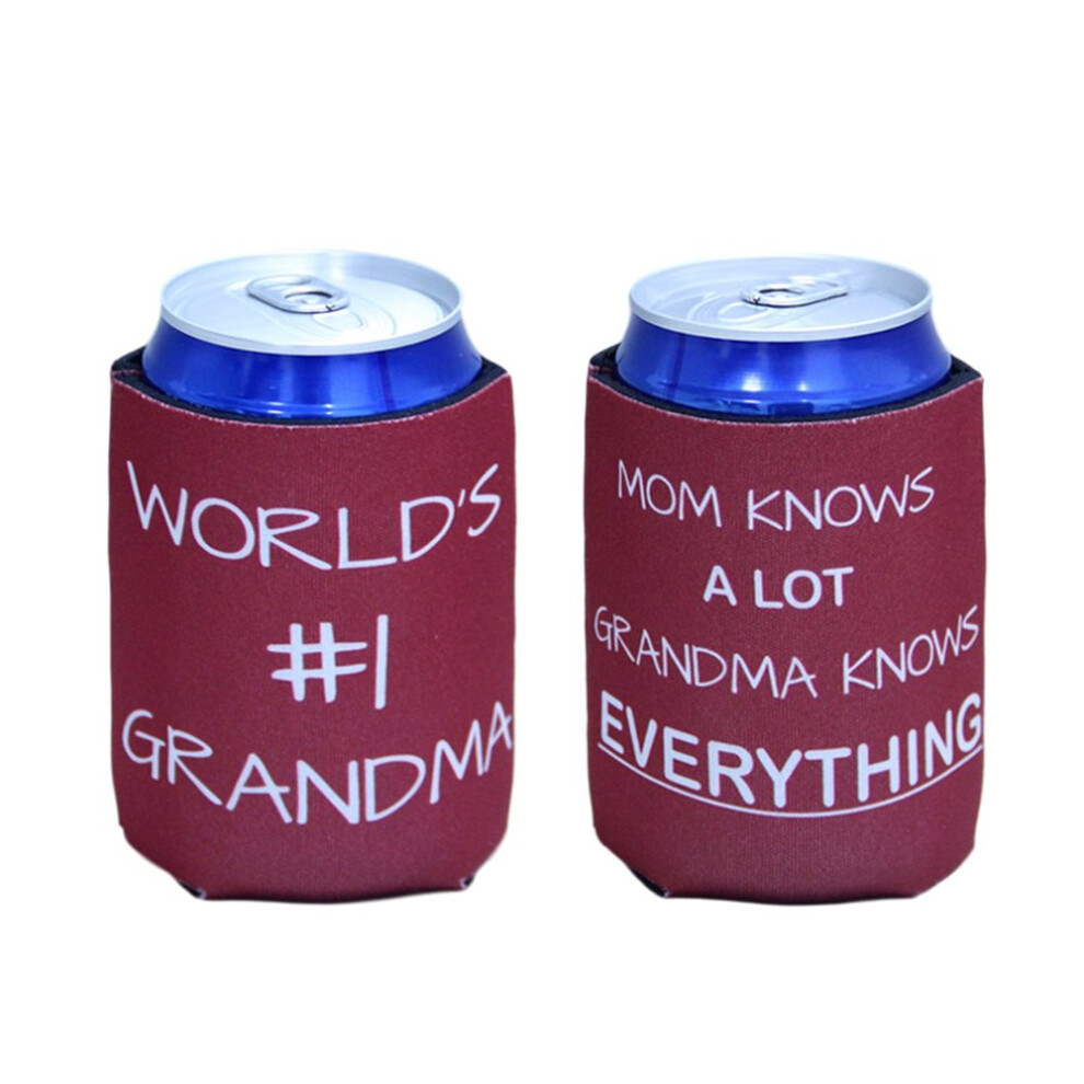 Tainada Neoprene Birra Beverage Drink Can Bottle Coolie Cooler Isolanti Di Cerchietti Supporto (2 Pezzi, Stampa Su Entrambi I Lati) Con One Bonus Assorbente Sottobicchiere World's #1 Grandma-image