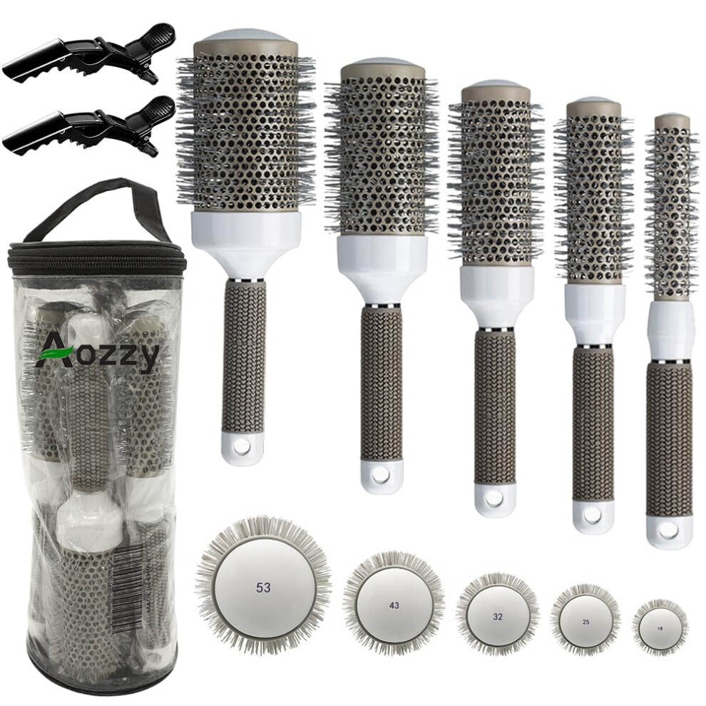 Aozzy Round Brush Set For Blow Drying Curling Professional Ceramic Ion Ther