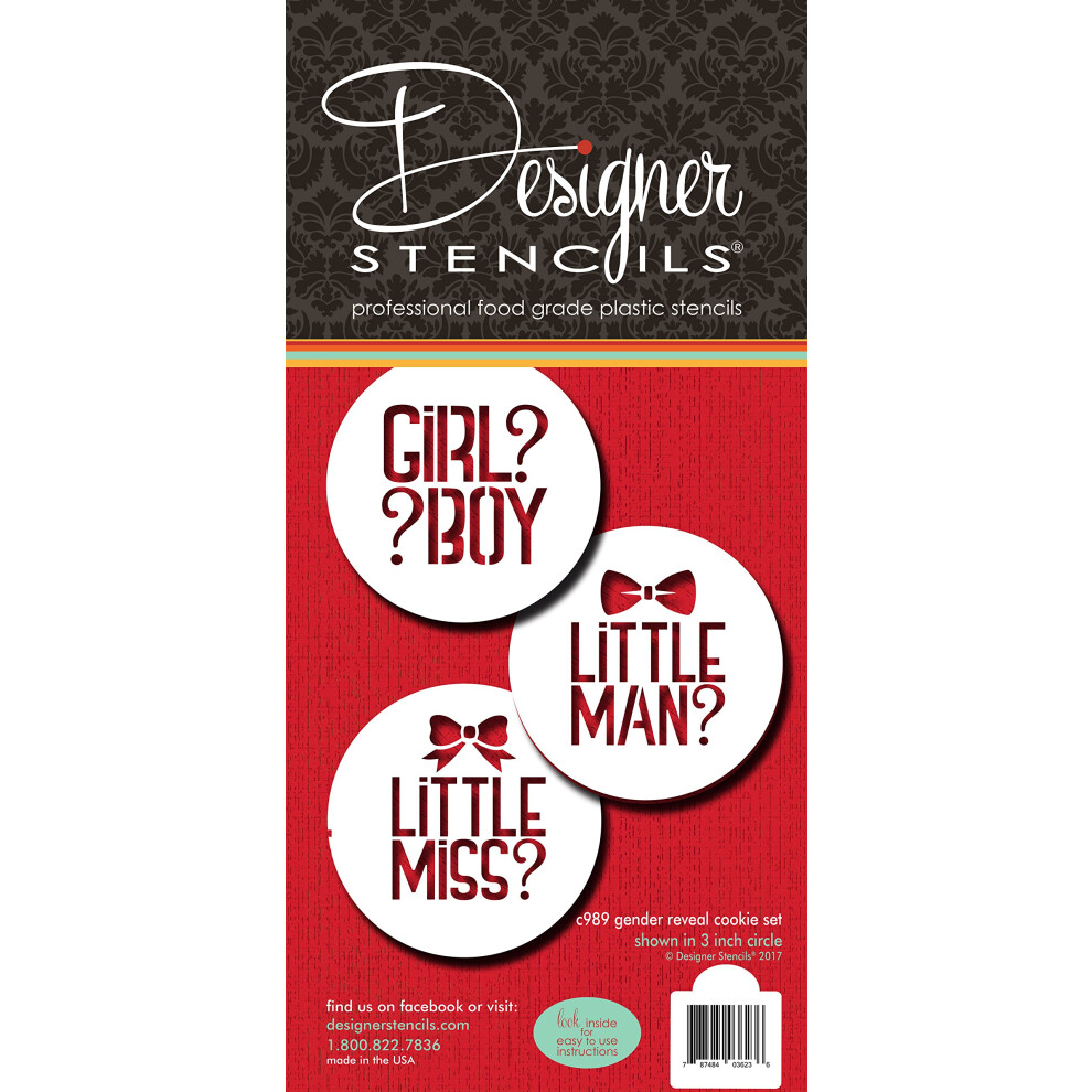 Set Di Stencil Per Biscotti Gender Reveal C989 Di Designer Stencils-image