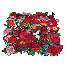 24 Stck mit Rosenblten bestickter Stoff zum Aufbgeln oder Aufnhen