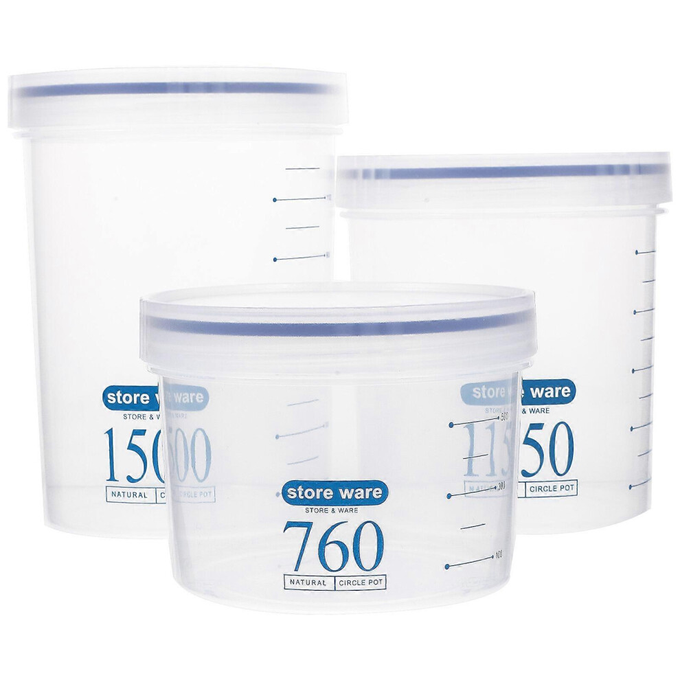 Kricely (As Show, One Size) 3Pcs Food Storage Jars Reusable Grain Storage Container Pasta Flour Cereal Rice Jar