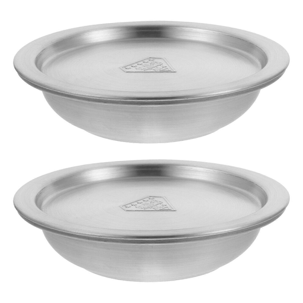 Kricely (As Show, One Size) 2Pcs Stainless Steel Condiment Plates Thicken Plates Small Condiment Cups Sauce Containers