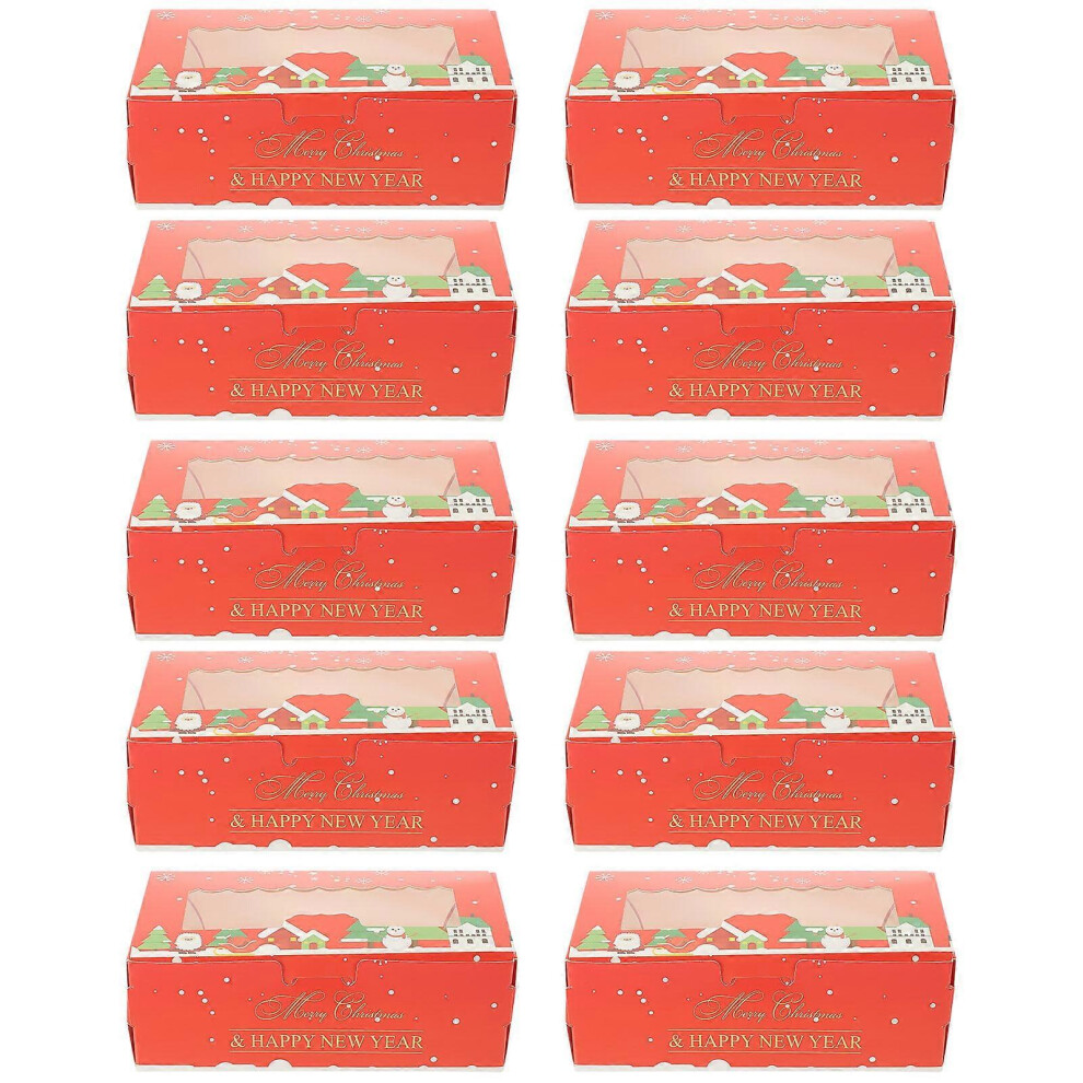 Kricely (As Show, One Size) 10Pcs Christmas Cookies Boxes Xmas Macaron Packaging Boxes Macaron Container Bakery Boxes Xmas Treat Boxes