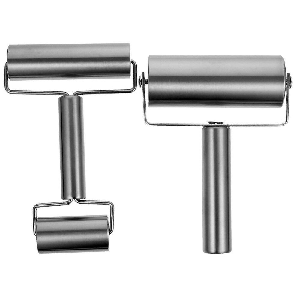 Kricely (As Show, One Size) 2Pcs Stainless Steel Rolling Pin Kitchen Dough Roller Baking Supply For Pizza Pastries Pasta