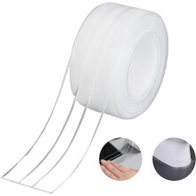 (As show, One size) Waterproofing Strip,Bathroom Seal Silicone White Self Adhesive Tub Tape 38mm * 3.2m - (1Pack)