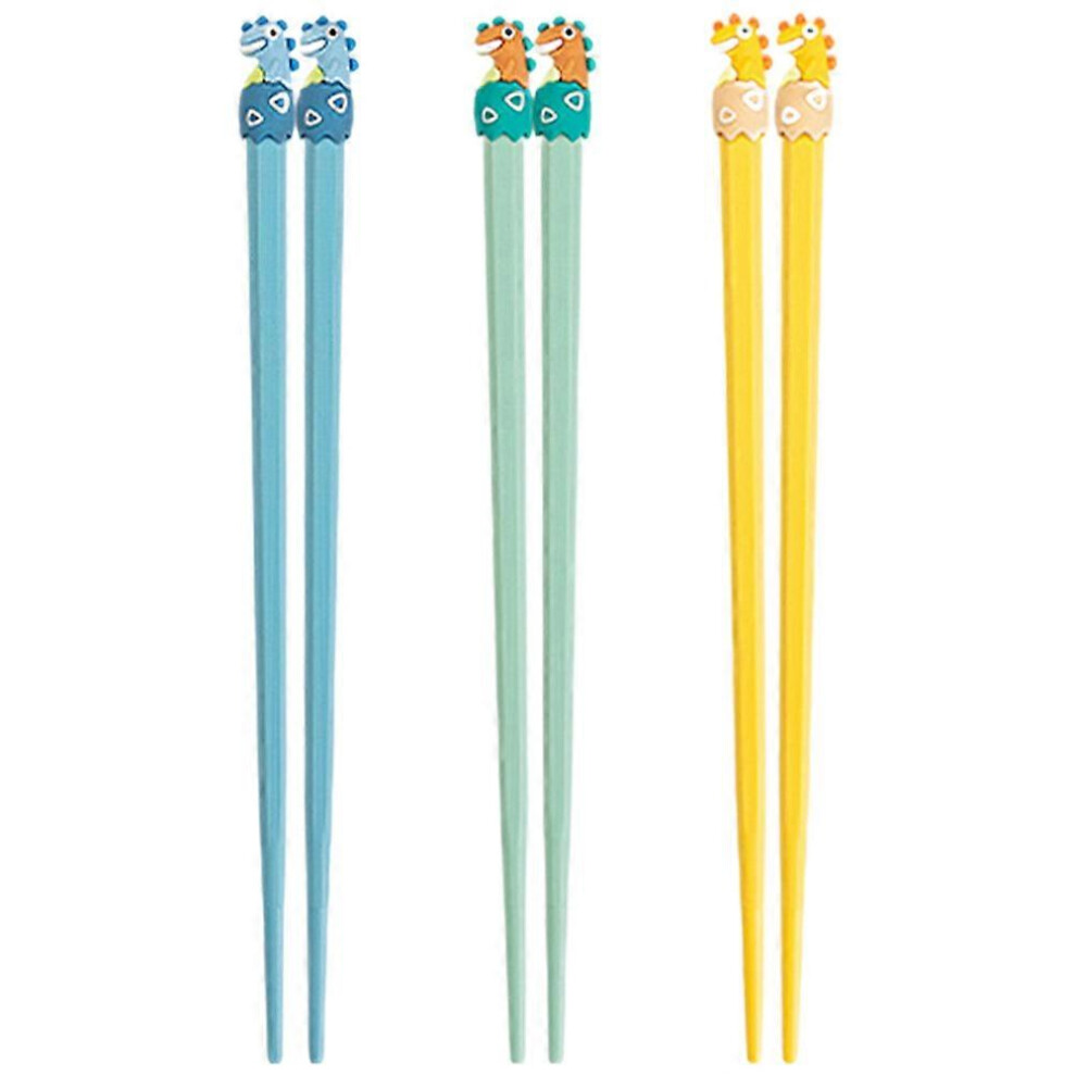 Kricely (As Show, One Size) 3 Pairs Cartoon Chopsticks Dinosaur Design Food Chopsticks Reusable Dinner Serving Chopsticks