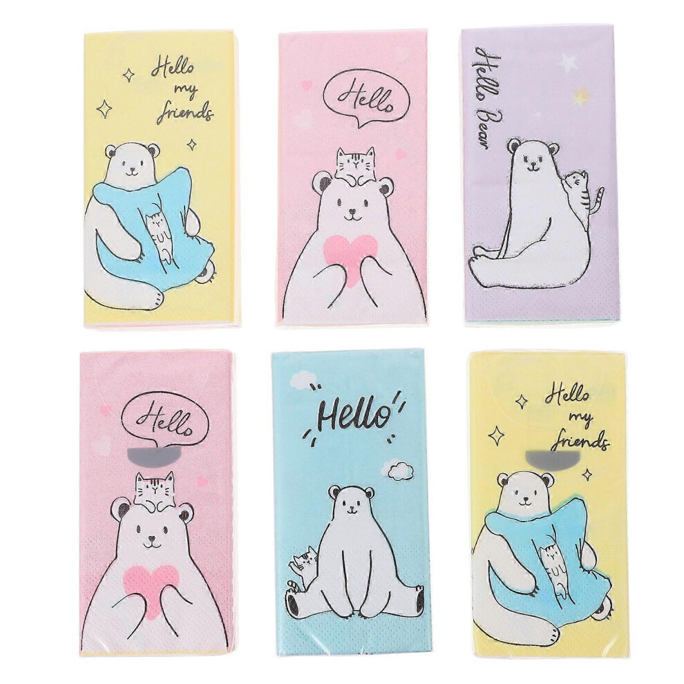 Kricely (As Show, One Size) 12 Packs Of Paper Napkins Cartoon Pattern Napkins Dinner Napkins Portable Napkins