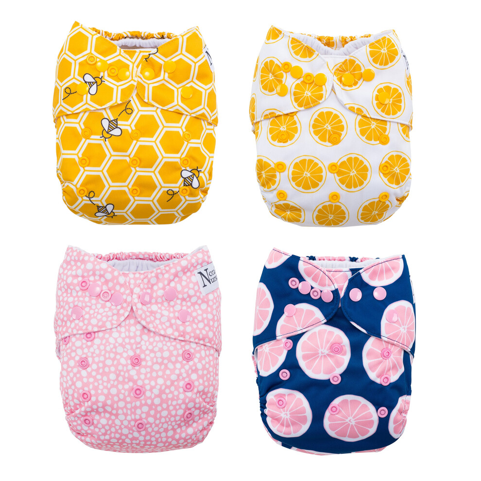 Lot de 4 couches lavables     poche avec 4 inserts en bambou de The Bee's Knees
