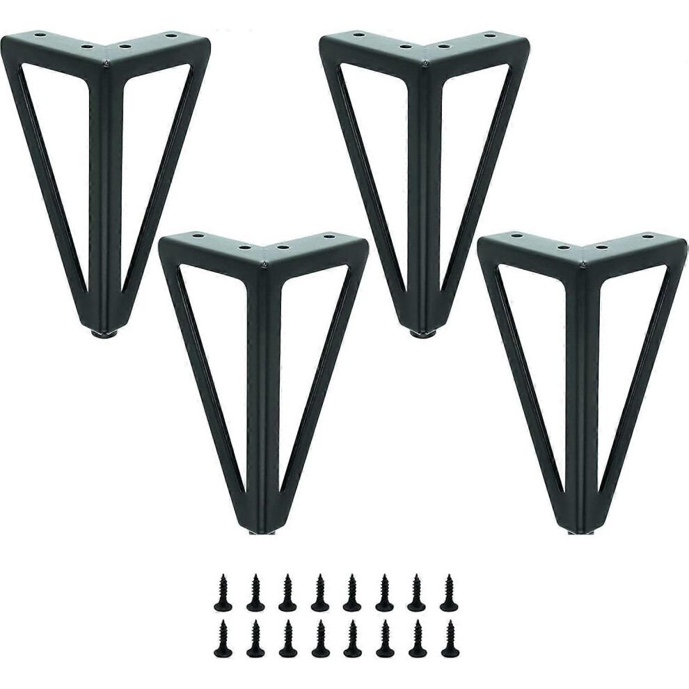 (As Show, One Size) Linjou Set Of 4 Black Metal Table Legs Furniture Legs For Coffee Table/Tv/Sofa/Bed And Other Legs With Screws(15Cm) 5093442610963
