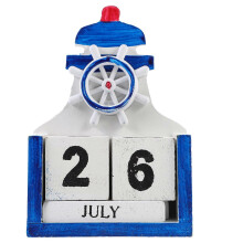 (10.50X7.00X3.50CM, One size) Office Wood Calendar Cartoon Table Calendar Decorative Block Calendar Home Supply