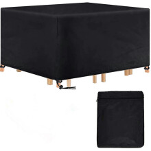 (As show, One size) LINJOU Rectangular Garden Table Cover Waterproof, 420D Anti-UV Protective Cover Living Room Cover Outdoor Table, 180x120x74cm