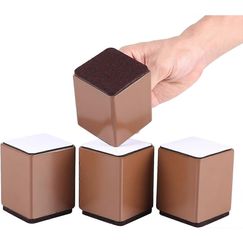 (As Show, One Size) Linjou 100Mm Steel Furniture Risers, Heavy Duty Bed And Table Leg Risers, 4 Pieces 5093442610550
