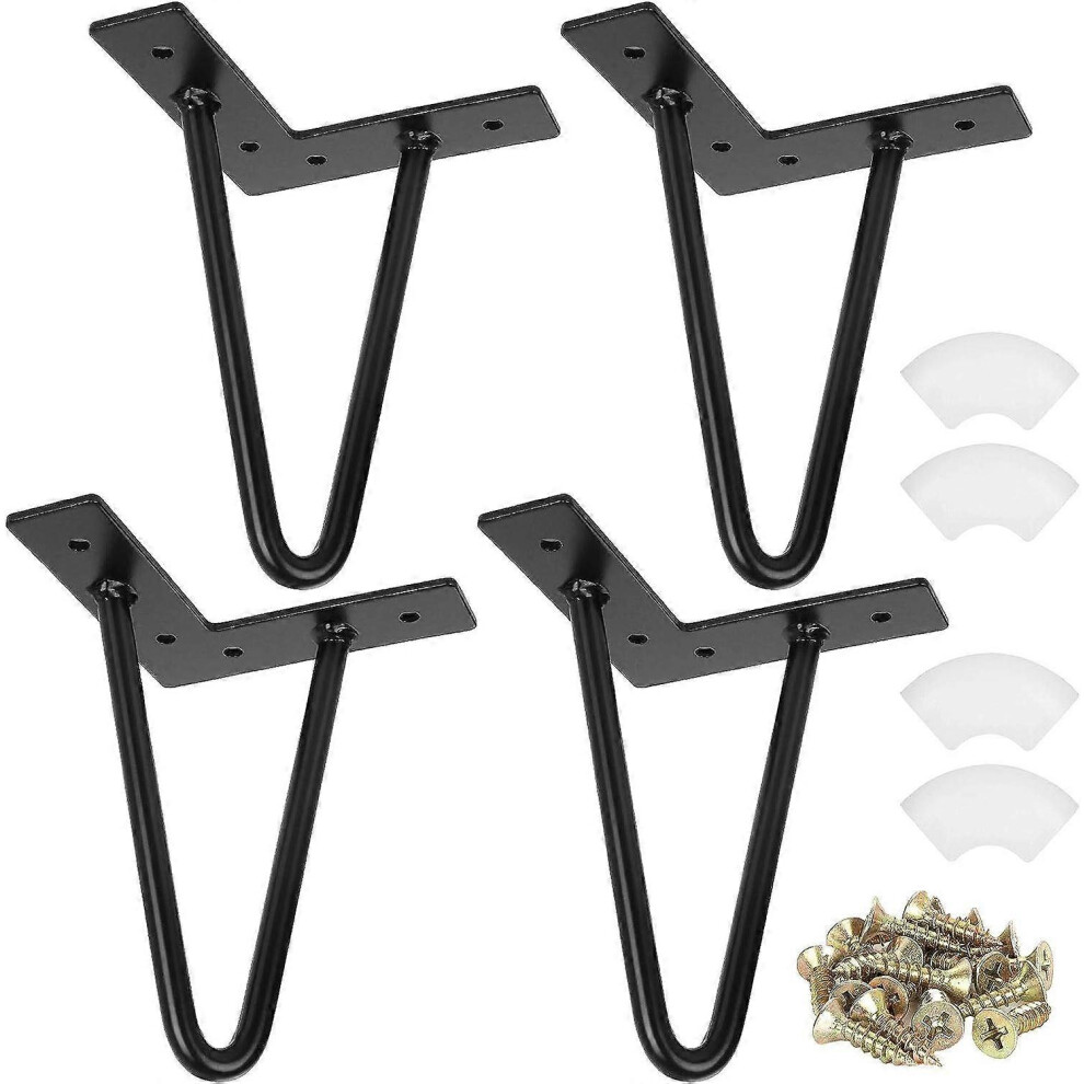 (As Show, One Size) Linjou Set Of 4Coffee Table Legs, 15Cm/ 6In, Wrought Iron Table Support,Black Metal Furniture Leg With Screws 5093442667189
