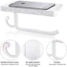 (As show, One size) wall mounted toilet paper holder, toilet paper holder with storage platform for bathroom wc, white