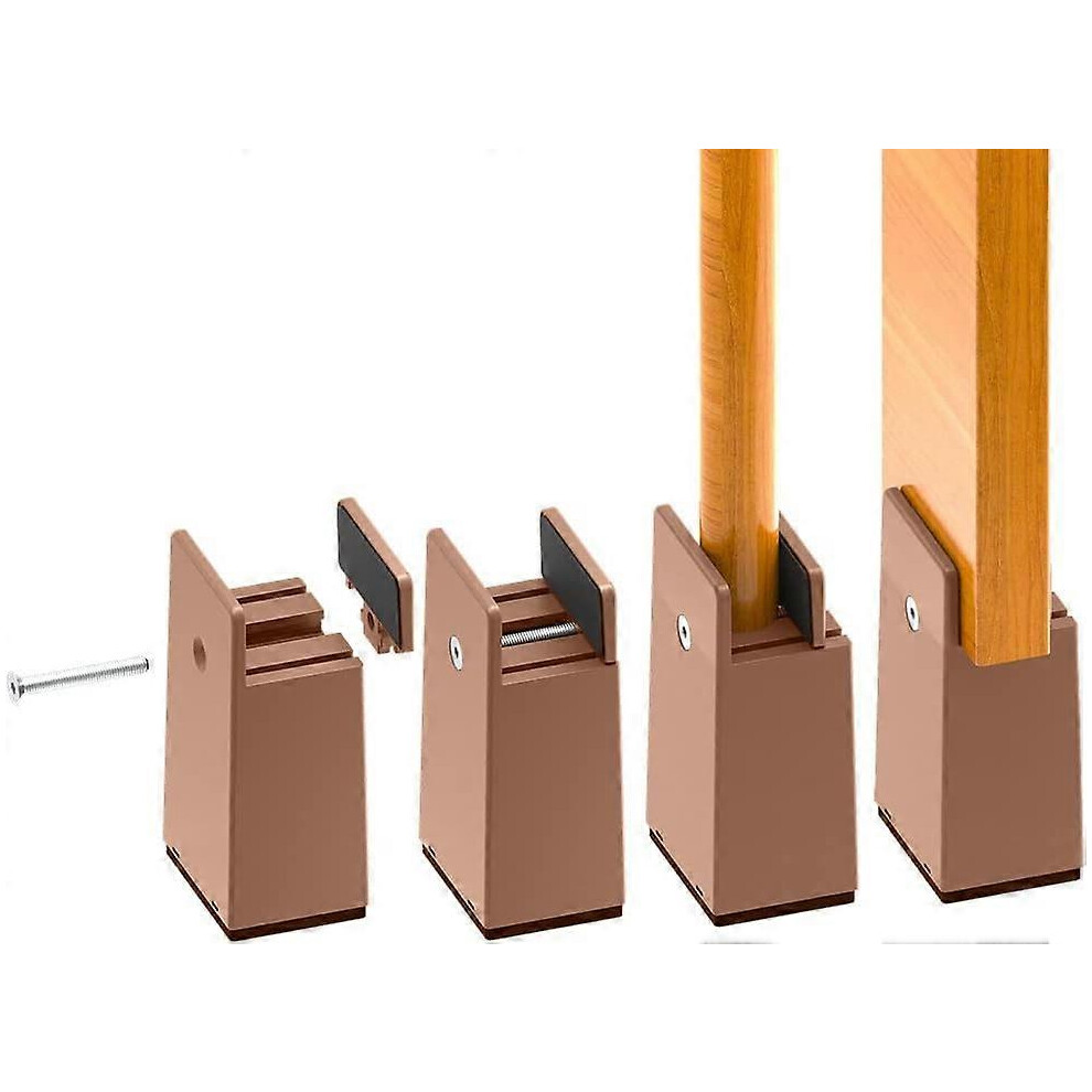 (As Show, One Size) Linjou Adjustable Bed Leg,10Cm Heavy Duty Furniture Risers, For Thickness 0-1.5 Inch, Sofa, Desk, Wardrobe, Support 2000Kg 5093442611083