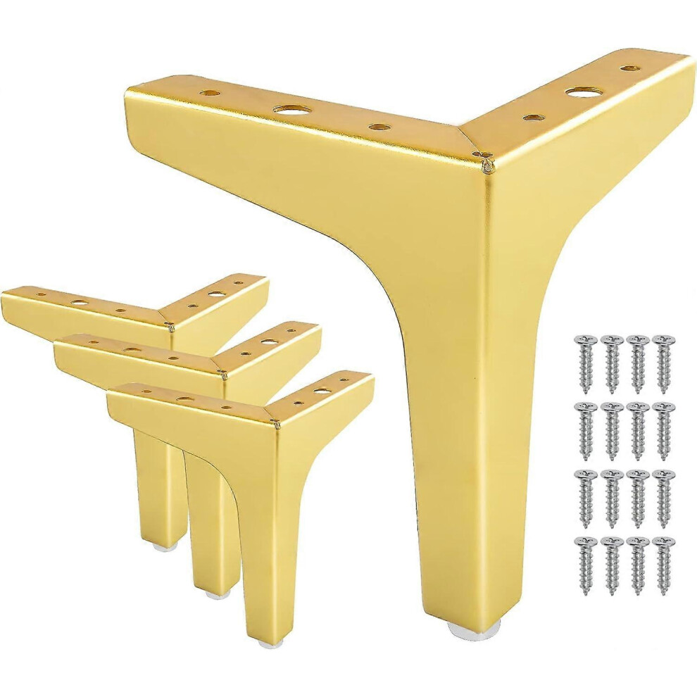(As Show, One Size) Linjou 4"/10Cm Triangle Furniture Legs, Set Of 4 Diy Modern Metal Diamond Sofa Feet Replacement(Gold) 5093442666427