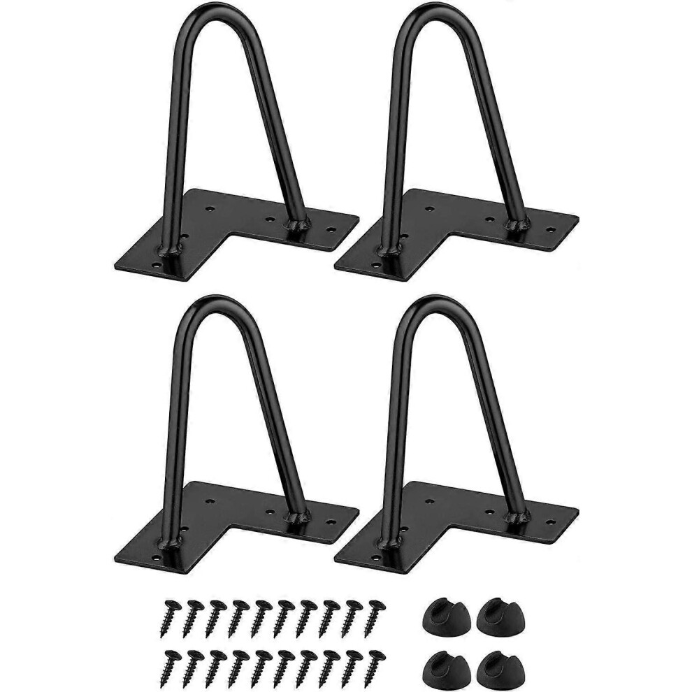 (As Show, One Size) Linjou 4Pcs Hairpin Table Legs-,Diy Metal Furniture Leg Comes With Screws And Floor Protectors (Black) 5093442666137