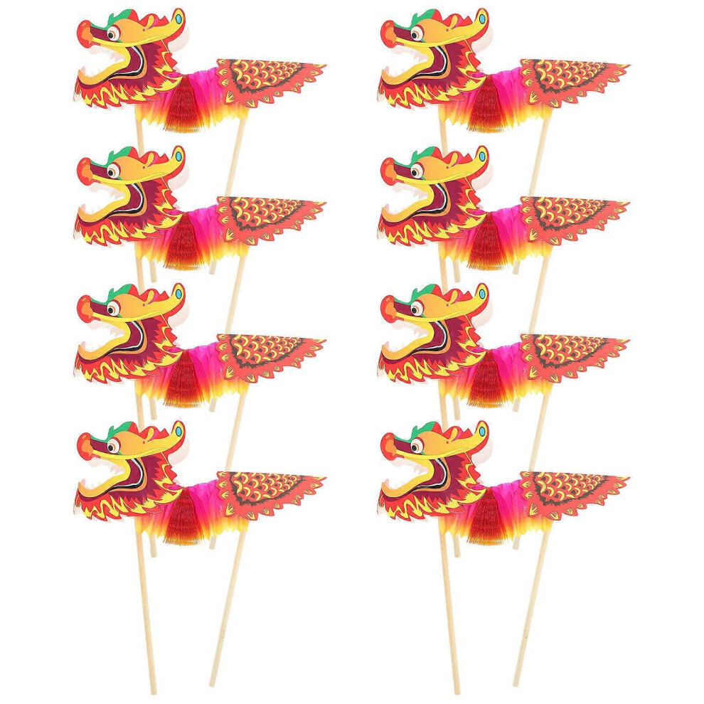 Kricely (As Show, One Size) 8Pcs Handheld Holding Photo Prop For Chinese Style New Year Dragon Garland Kids Paper Dragon Toy
