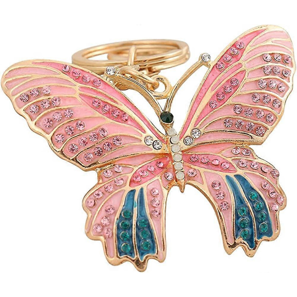Konhill (As Show, One Size) Butterfly Keychain For Women, Bling Rhinestone Keychain Butterfly Decoration Pendant Creative Fashion Bag Charm Metal Keyring