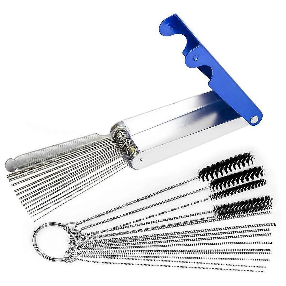 (As Show, One Size) Linjou Carburetor Jet Cleaner Cleaning Tool-13 Wire Set Torch Tip With Carburetor Nylon Tube Brush Cleaning Set 5093442665550