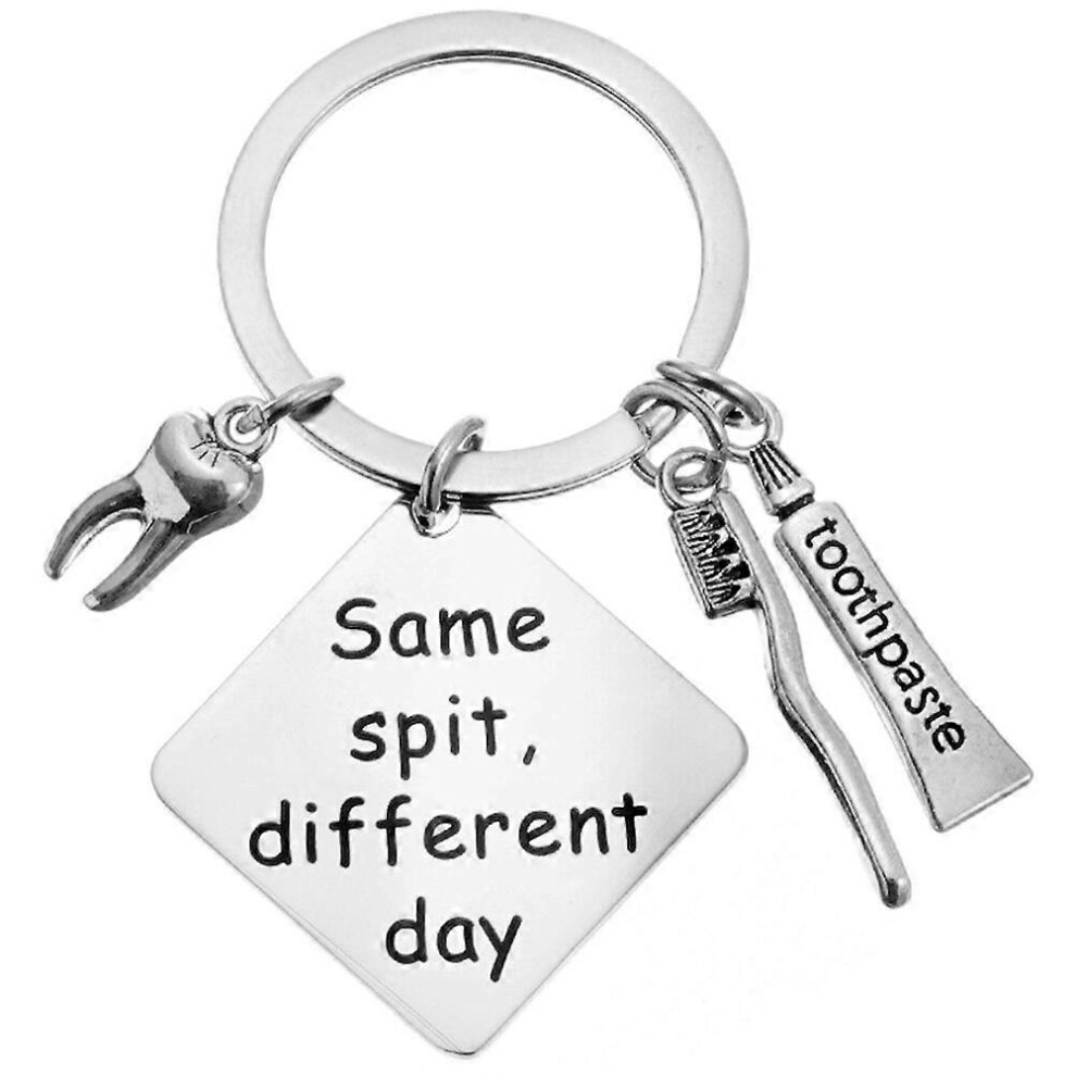 Kricely (As Show, One Size) Same Spit Different Day Keychain Tooth Charm Keychain Toothpaste Charm Keychain Tooth Brush Charm Keychain