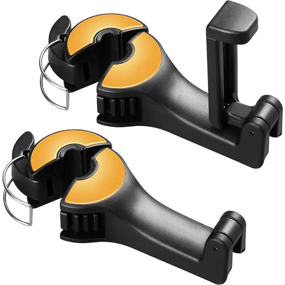 (As Show, One Size) Linjou 2 In 1 Car Seat Hooks Automative Headrest Purse Handbag Holder Hangers Organizers (Gold) Gold 5093442667073