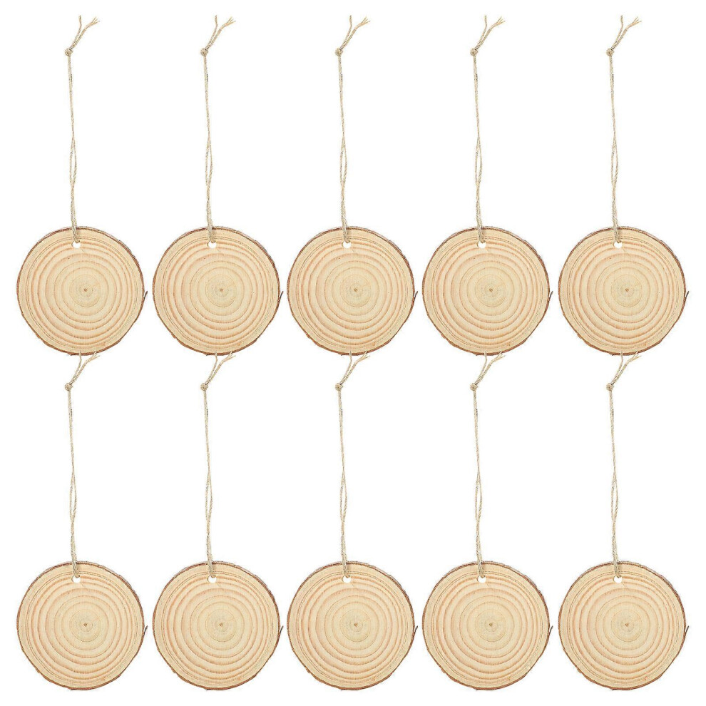 Kricely (As Show, One Size) 10Pcs Natural Wood Slices Unfinished Wood Predrilled Slices Christmas Wood Ornaments For Crafts