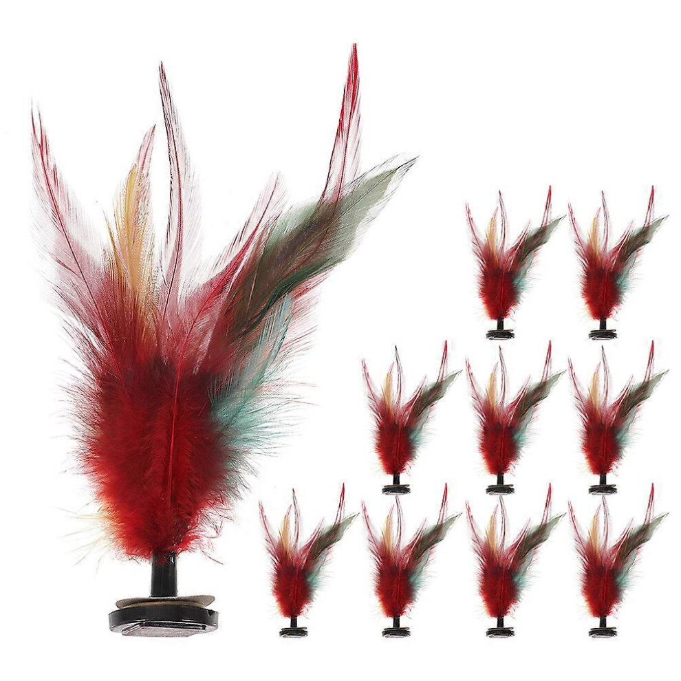 Kricely (As Show, One Size) 10Pcs Kick Shuttlecock Chinese Jianzi Colorful Chicken Plume Shuttlecock Foot Sports Outdoor Toys