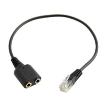 (As show, One size) Headset Cable 2 X 3.5mm to RJ9 Jack Adapter Convertor PC Headset Telephone Using