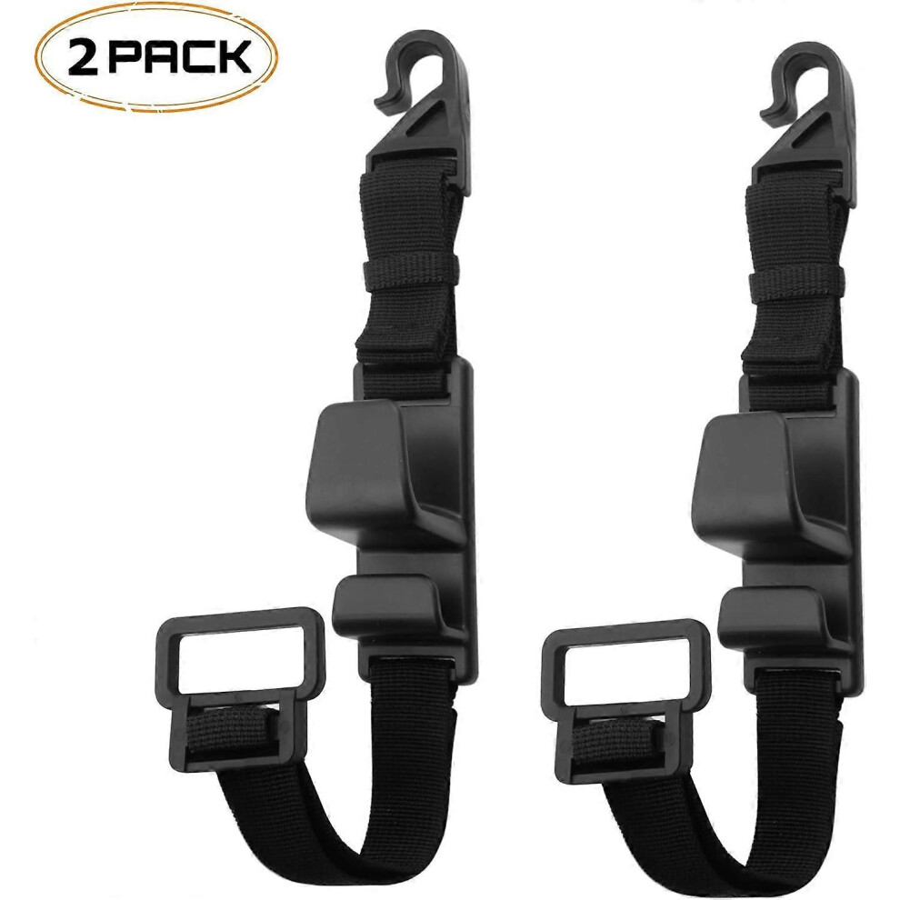 (As Show, One Size) Linjou 2Pcs Magic Headrest Hooks For Car, Purse Hanger Headrest Hook Holder (Black) Black 5093442610789