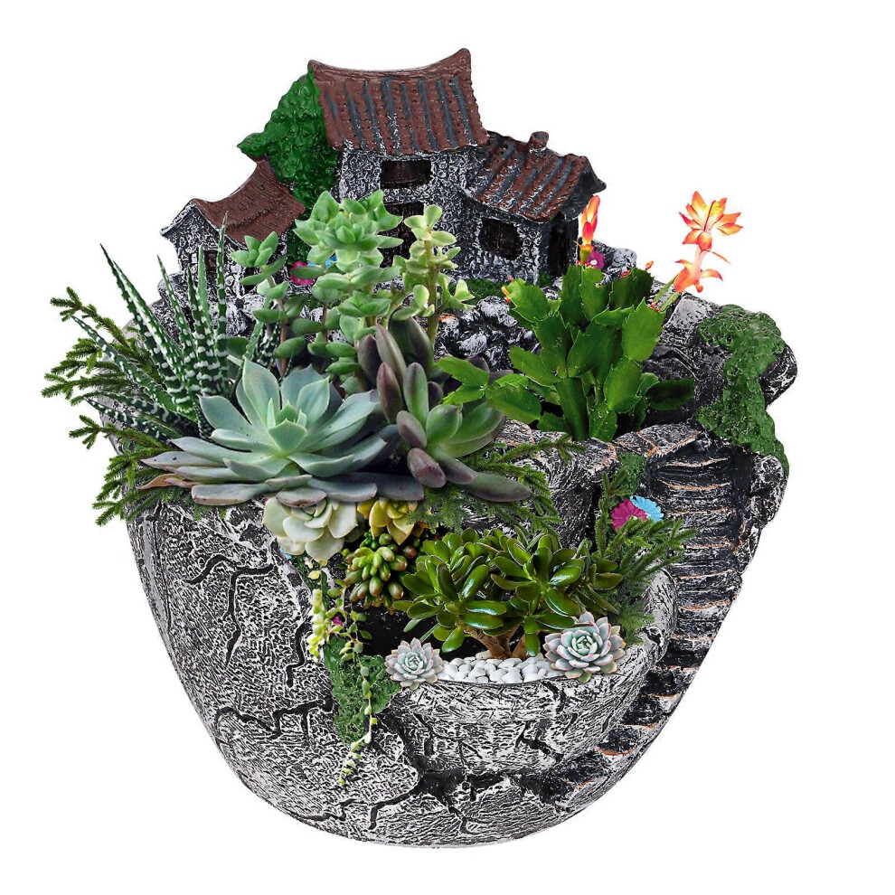 Kricely (As Show, One Size) Ounona Plants Pot Micro Landscape Succulent Pot Creative Mini Size Fairy Garden Planter Home Garden Decoration