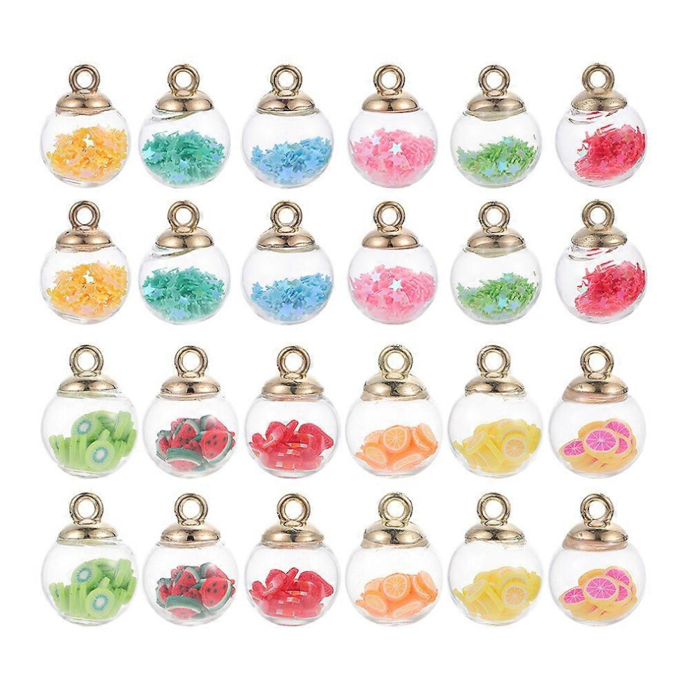 Kricely (As Show, One Size) 30Pcs Glass Ball Charms Simple Earrings Charms Diy Hanging Pendants Charms