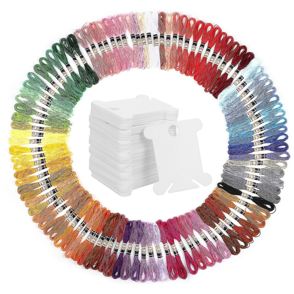 Kricely (As Show, One Size) 100Pcs Embroidery Floss Embroidery Thread Cotton Embroidery Strings With Embroidery Floss Bobbins