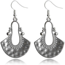 (56, One size) Heyone Boho Chic Handmade Hollow Shield Shape with Hammered Drop Earrings Vintage Statement Dangle Earring For Women Girls