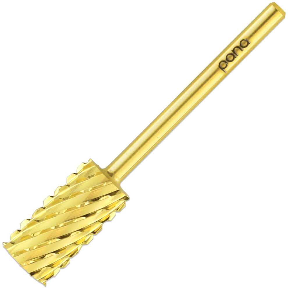 Panna Gold Pana 3/32"" Shank Size - Flat Top Large Barrel Carbide 3X Coarse Grit - Nail Drill Bit For E-File Nail Drills