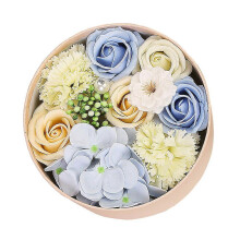 (Red, One size) 1Pc Delicate Soap Flower Small Round Box Unique Soap Bouquet Flower Arrangement Gift Box Valentine's Day Christmas Gift for Girlfriends (Orange)