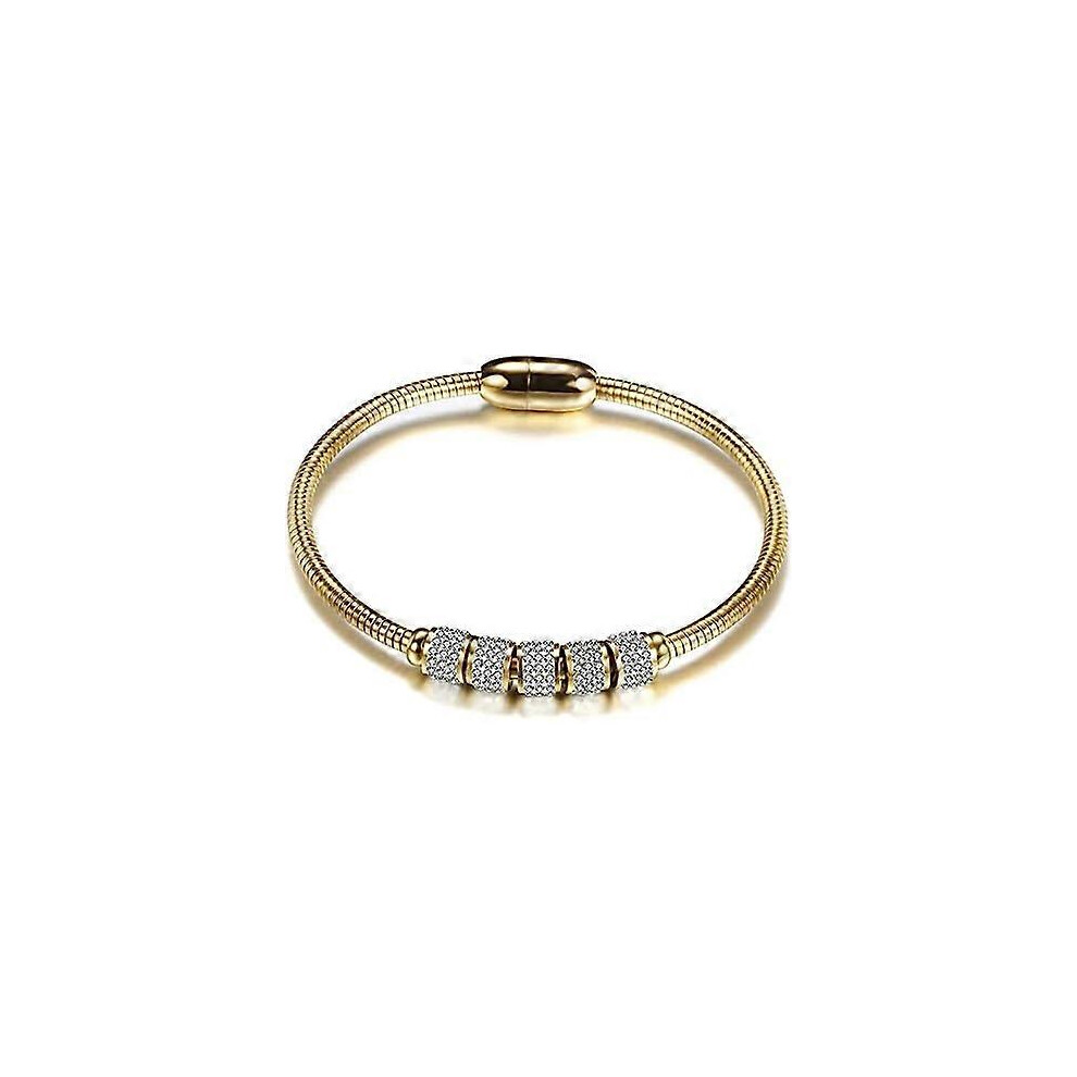 Konhill (As Show, One Size) Jewelers Stainless Steel Cubic Zircon Snake Chain Bangle Bracelet