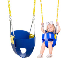 Original High Back Full Bucket Criano Swing Seat com correntes revestidas de pl stico para seguran a - Blue - Squirrel Products