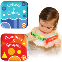 Drijvende babybadboeken - Badboeken voor baby's en zuigelingen - Waterdicht schimmelvrij badspeelgoed voor leren en vroeg onderwijs (set van 2 - Alfa