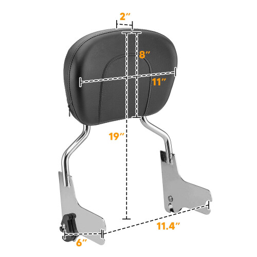 ASD Detachable Chrome Passenger Sissy Bar W/Backrest Pad & 4-Point Doc 1