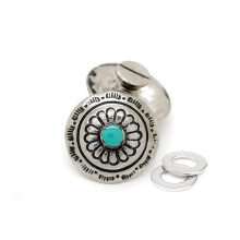 CRAFTMEMORE 2 stuks 1/2 inch bloem conchos faux turkoois ronde vorm verzilverde metalen gietstukken schroef terug knop CHS02 (zilver)
