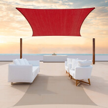 ColourTree 12' x 12' rotes Quadrat CTAPS12 Sonnenschutz-Segeldach, Netzstoff, UV-Block, UPF50  kommerzielle Schwerlast  190 g/m  3 Jahre Garantie