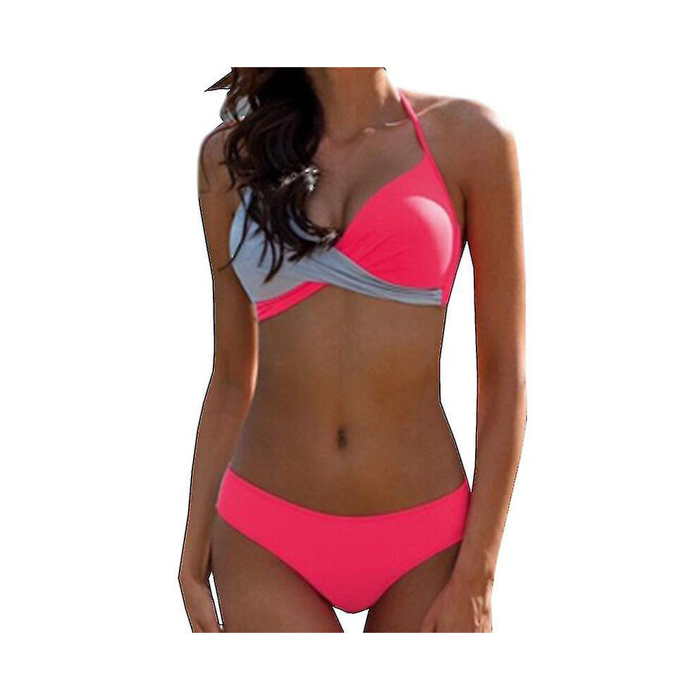 (2XL, Light Grey Rose Red) Women Bikini Set Swimwear Bathing Suit Swimsuit-image-OPC-PG9FJWC-NEW